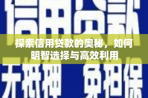 安源探索信用贷款的奥秘，如何明智选择与高效利用